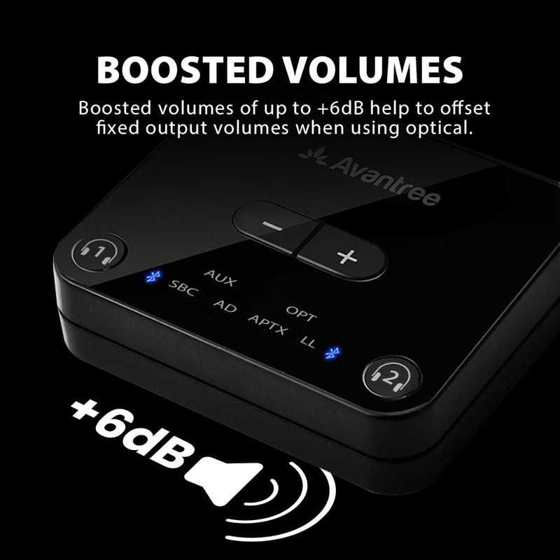 Avantree Audikast Plus - Bluetooth 5.3 Audio Transmitter for TV with Optical or AUX Audio Output Port, aptX Low Latency & Adaptive, Qualcomm Chipset, Boost Volume, 100ft Range, Dual Link - Image 2