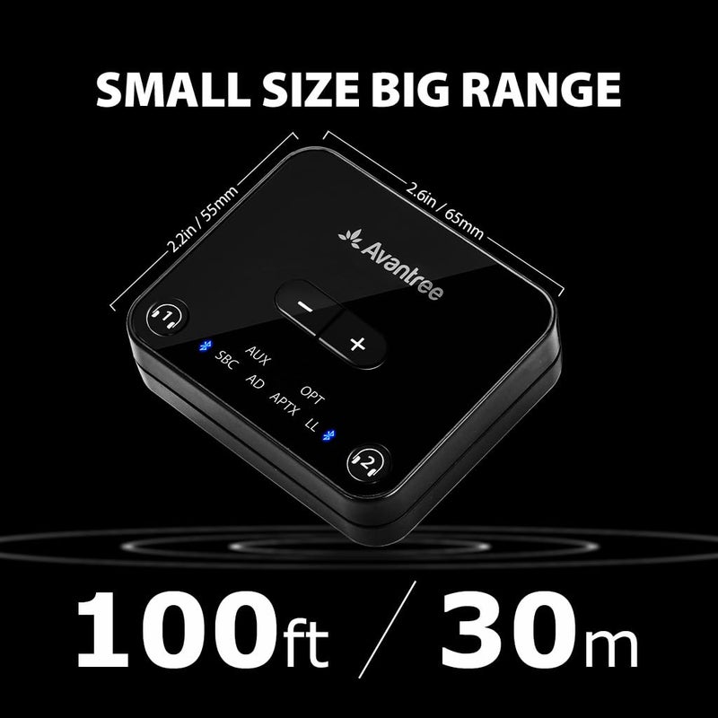 Avantree Audikast Plus - Bluetooth 5.3 Audio Transmitter for TV with Optical or AUX Audio Output Port, aptX Low Latency & Adaptive, Qualcomm Chipset, Boost Volume, 100ft Range, Dual Link - Image 5