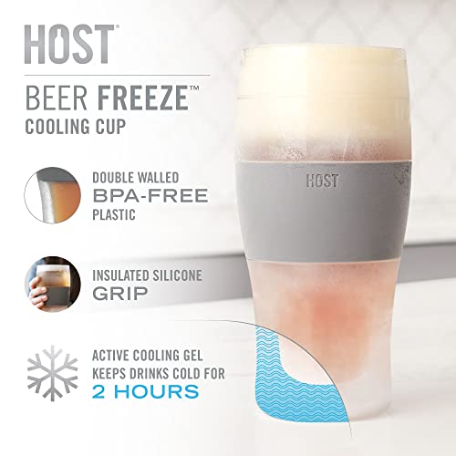Host Freeze Beer Glasses, Frozen Beer Mugs, Freezable Pint Glass Set, Insulated Beer Glass to Keep Your Drinks Cold, Double Walled Insulated, 16oz, Grey - Image 2