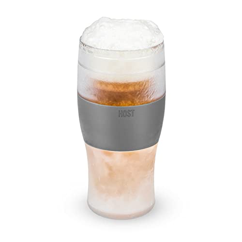 Host Freeze Beer Glasses, Frozen Beer Mugs, Freezable Pint Glass Set, Insulated Beer Glass to Keep Your Drinks Cold, Double Walled Insulated, 16oz, Grey - Image 1