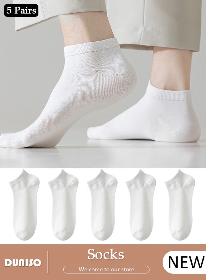 DUNISO 5 Pairs Men's Polyester  Athletic Ankle Socks for Men, Moisture wicking,Odor Proof，Low Cut，Breathable - Image 1