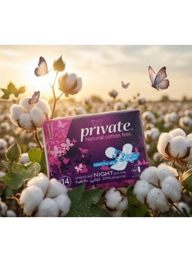 Private Natural Cotton Feel Extra Thin Sanitary Pads With Wings  14 Pads (Packaging May Vary) - Image 4