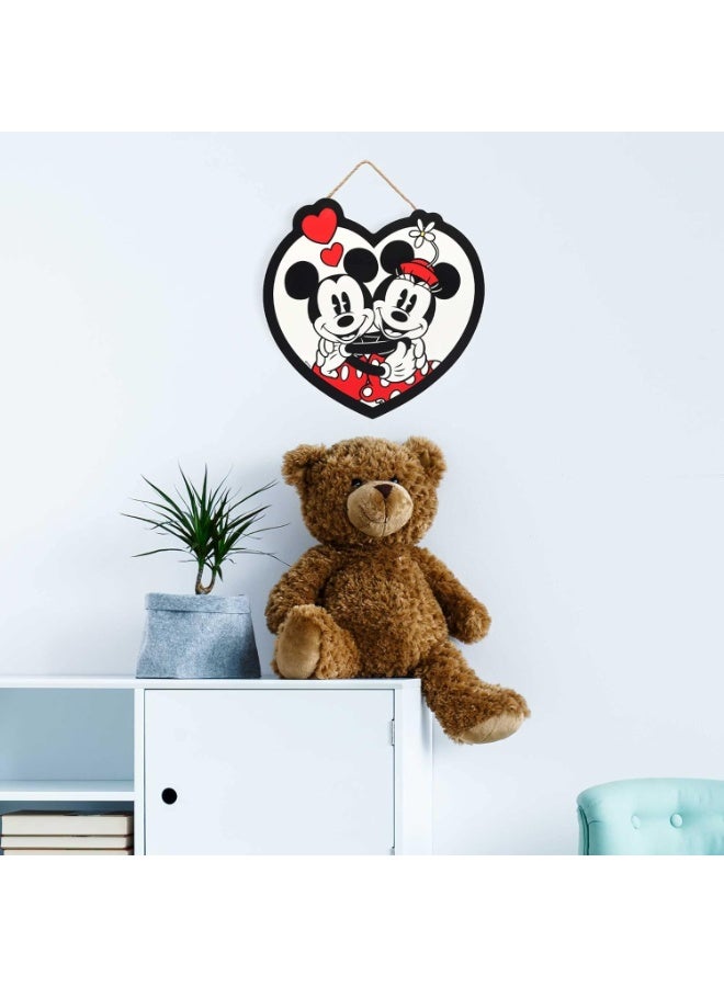 Open Road Brands Disney Mickey Mouse and Minnie Mouse Heart Shaped Wall Art Sign Black/White - Image 3