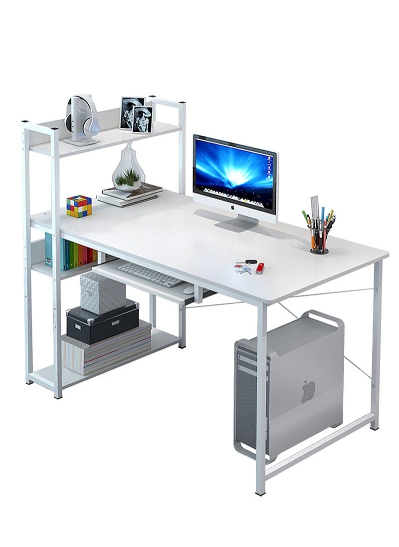 AGD Computer Desk with Storage Shelves Home Office Desk with Bookshelf Study Writing Table Corner Desk PC Laptop Desk with Strong Legs (120 * 55 * 110 cm)  - Image 5