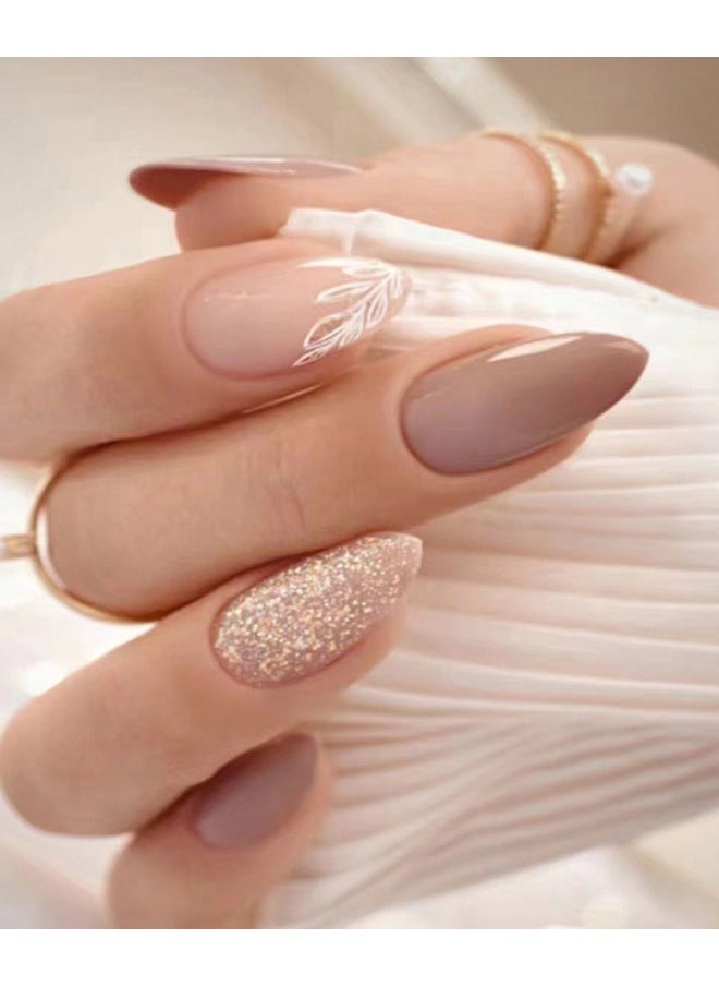 Generic - New 24PCS Long almond Tip Press on Nails - Image 1