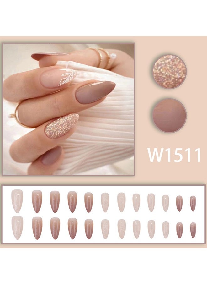 Generic - New 24PCS Long almond Tip Press on Nails - Image 1