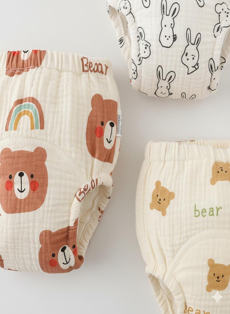 babyqlo Muslin Bear Bunny Potty Training Pants Set of 3 - Image 5