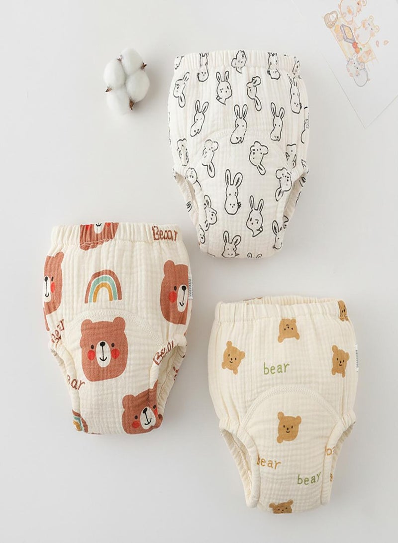 babyqlo Muslin Bear Bunny Potty Training Pants Set of 3 - Image 1
