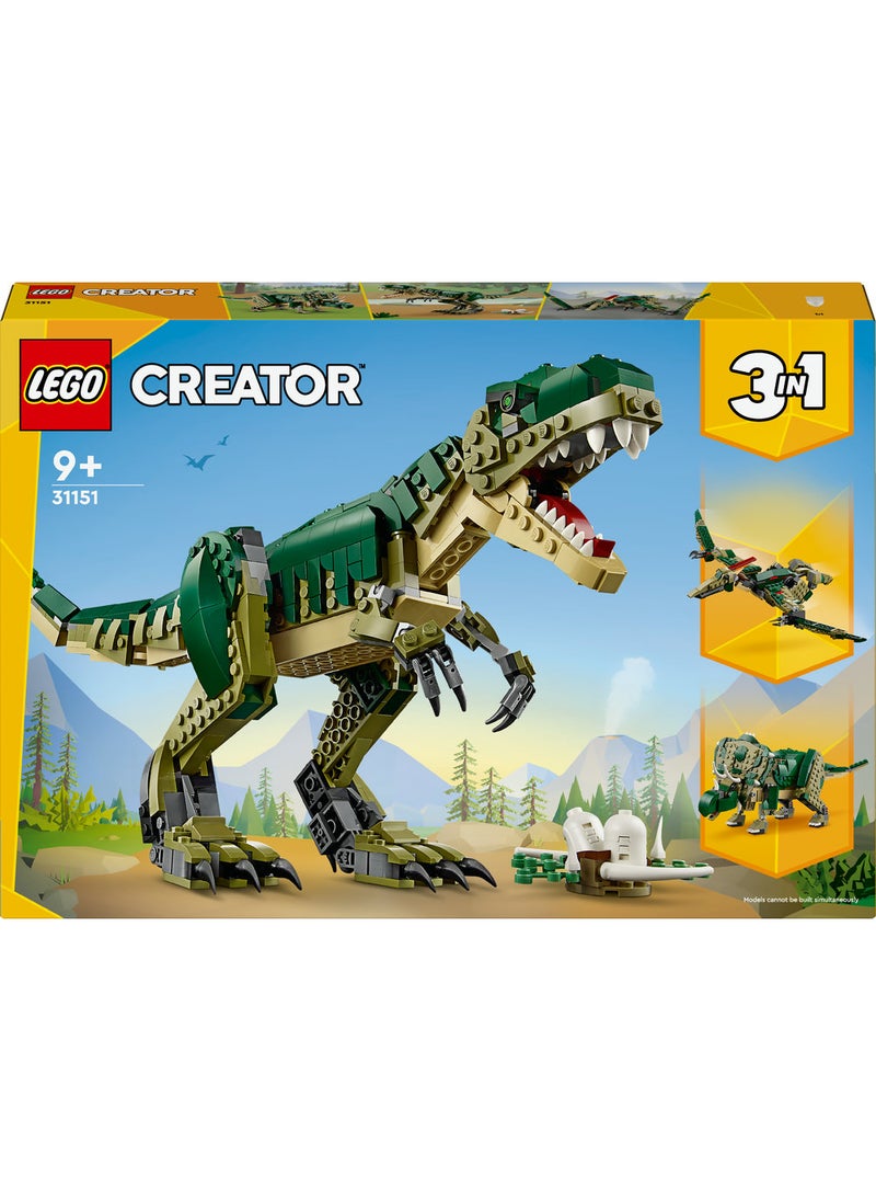 LEGO Creator 3in1 T. rex, Dinosaur Toy for Kids 31151 (626) Pieces  - Image 2