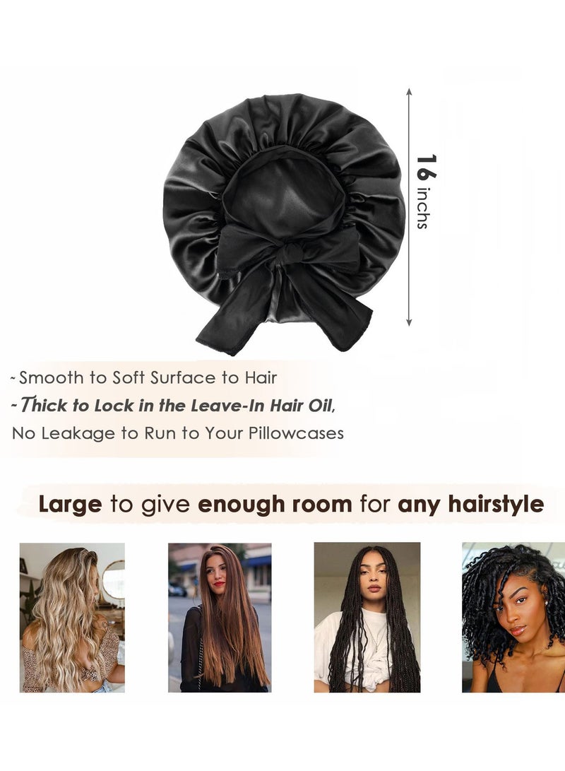 Silk Bonnet for Sleeping Women Satin Bonnet Double Layer Satin Lined Hair Bonnet with Tie Band Curly Hair - Image 3