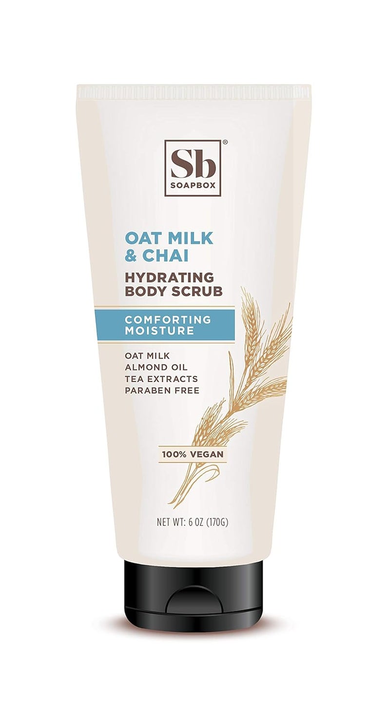 Soapbox Gentle Exfoliating Body Scrub  Oat Milk  Chai  6oz  Moisturizing Body Scrub for Visibly Smoother Skin with Coconut Oil and Oat Milk