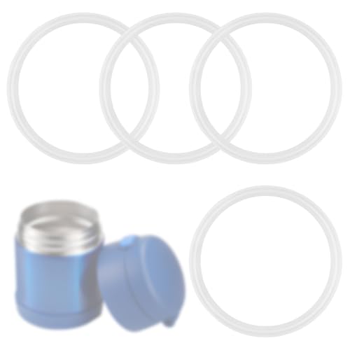 lasuroa 4pcs Replacement Seal Ring for Thermos Funtainer 10oz Food Jar, BPA-Free Silicone Food Container Gaskets for Lid Seals Kitchen Storage (White) - Image 1