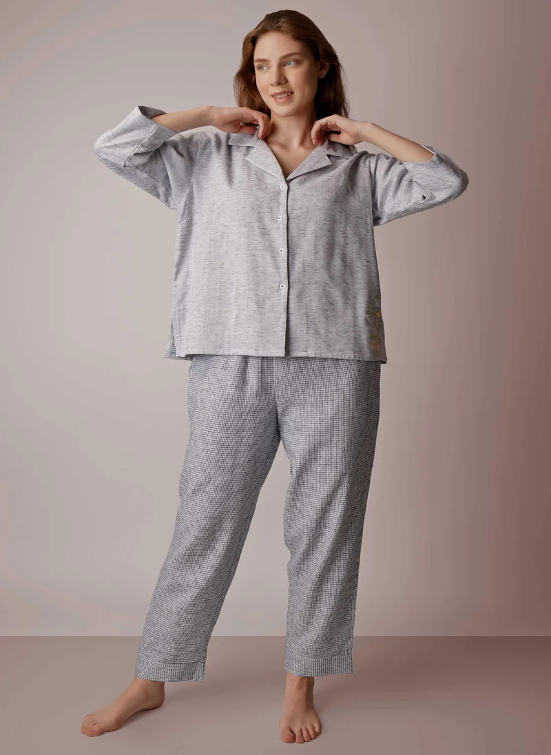 After Dark Willow, Embroidered Cotton Pajama Set