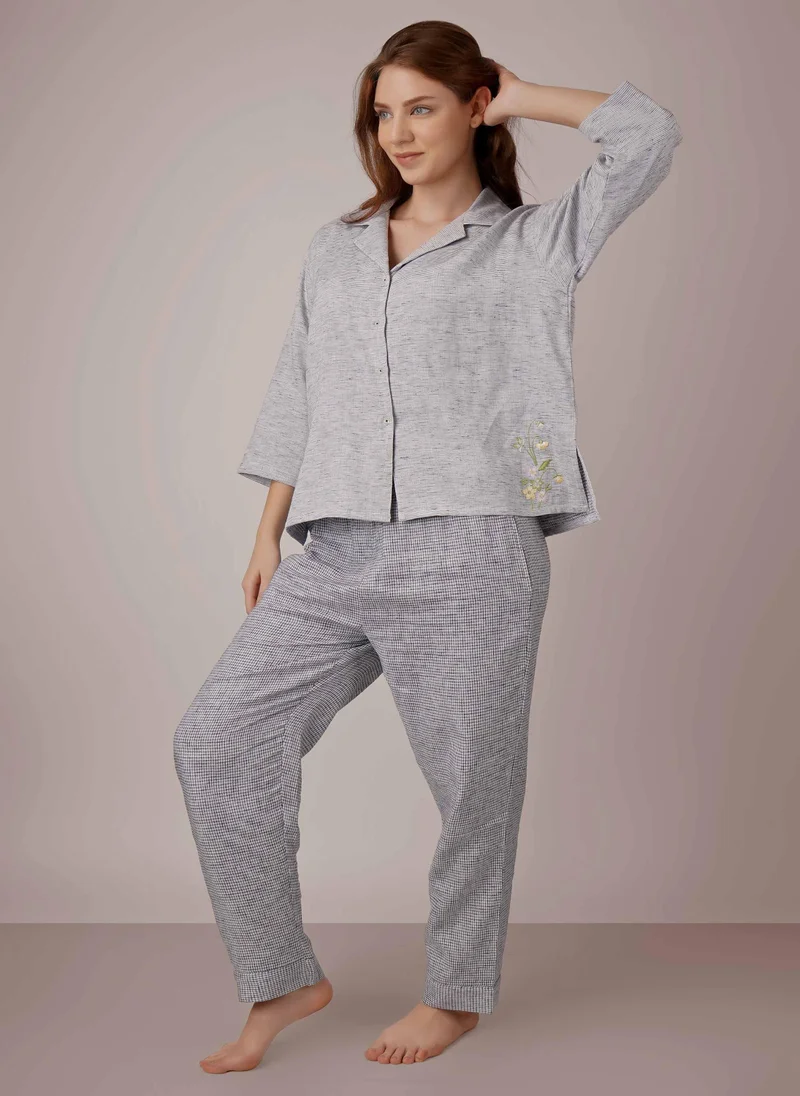 افتر دارك Willow, Embroidered Cotton Pajama Set