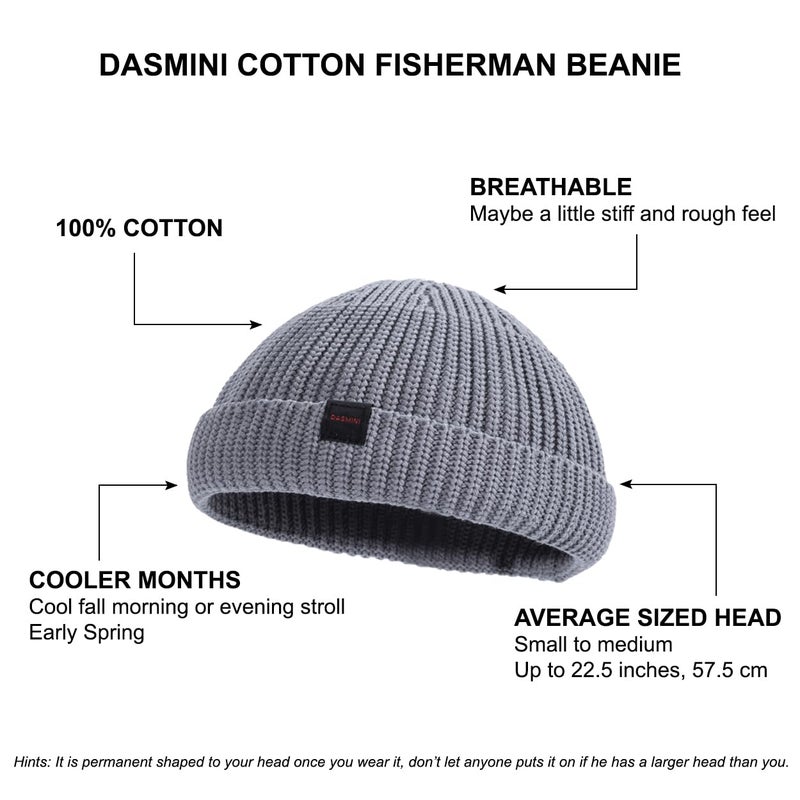 DASMINI Fisherman Beanie Hats for Men Women,Knit Trawler Rollup Edge Skull Cap,Watch Cap,Docker Beanie Spring Fall Short Mini Hats (Grey, Size M) - Image 5