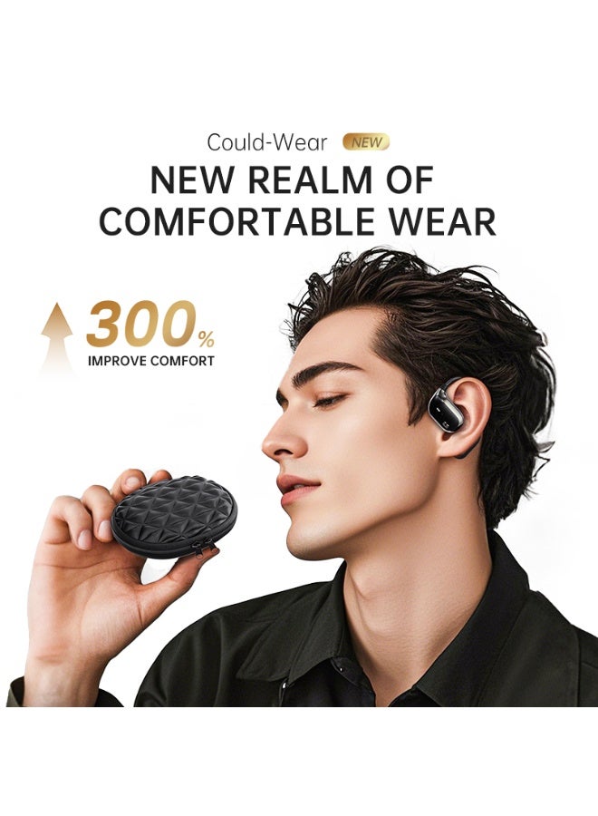 Qiwa-JM30 Bluetooth Headset, True-Wireless Earbuds, Rotatable and Extendable Ear Hooks, Leather Bag, Bass Boosted, Sports Open Earbuds - Image 5