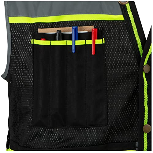 LOHASPRO Safety Vest Reflective High Visibility, Class 2 Surveyor Safety Vest for Men with Pockets,Mesh Construction Work Safety Vest(Black,2X-3X) - Image 4