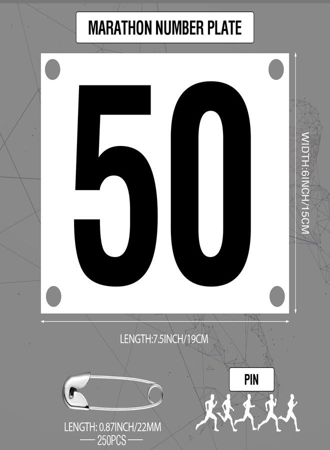 Hanaive 50 Pieces Running Bib Numbers with Safety Pins for Marathon Sports Competition Events Tearproof Waterproof, 6 x 7.5 Inch (1-50 Number) - Image 2