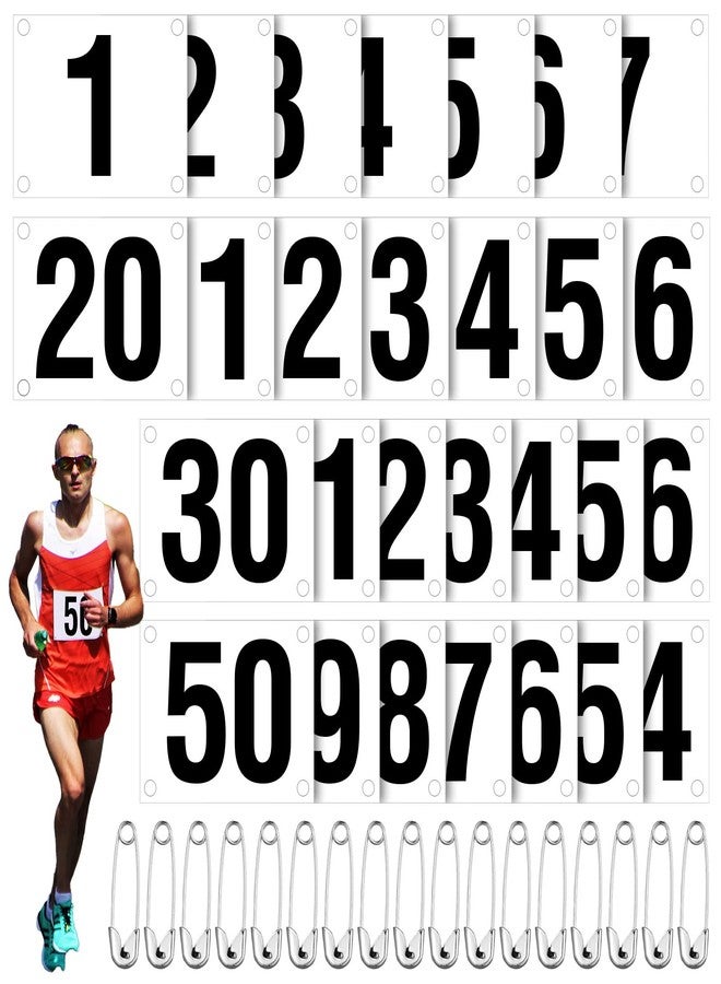 Hanaive 50 Pieces Running Bib Numbers with Safety Pins for Marathon Sports Competition Events Tearproof Waterproof, 6 x 7.5 Inch (1-50 Number) - Image 1