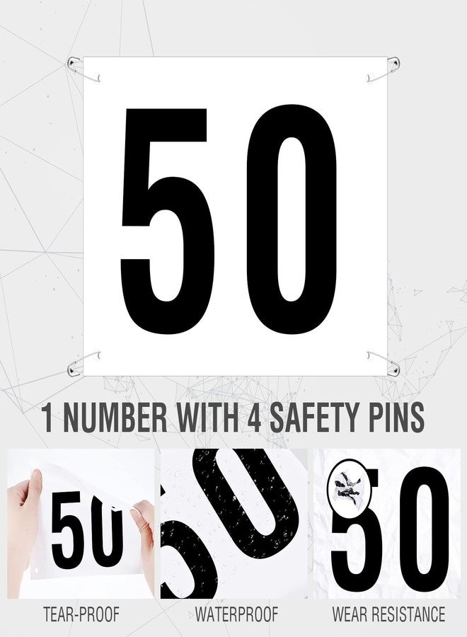 Hanaive 50 Pieces Running Bib Numbers with Safety Pins for Marathon Sports Competition Events Tearproof Waterproof, 6 x 7.5 Inch (1-50 Number) - Image 3