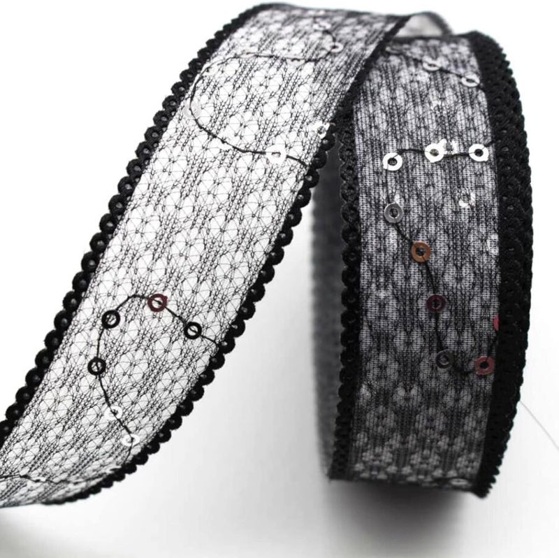 Lace Ribbon, Sequined Lace Trims,10 Yards/20 Yards Shiny Decorative Gauze Ribbon for Bow Making,Gift Wrapping - Image 3
