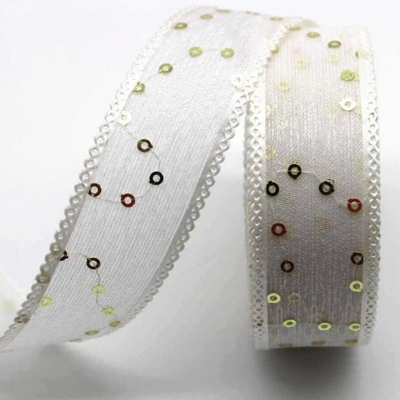 Lace Ribbon, Sequined Lace Trims,10 Yards/20 Yards Shiny Decorative Gauze Ribbon for Bow Making,Gift Wrapping - Image 4