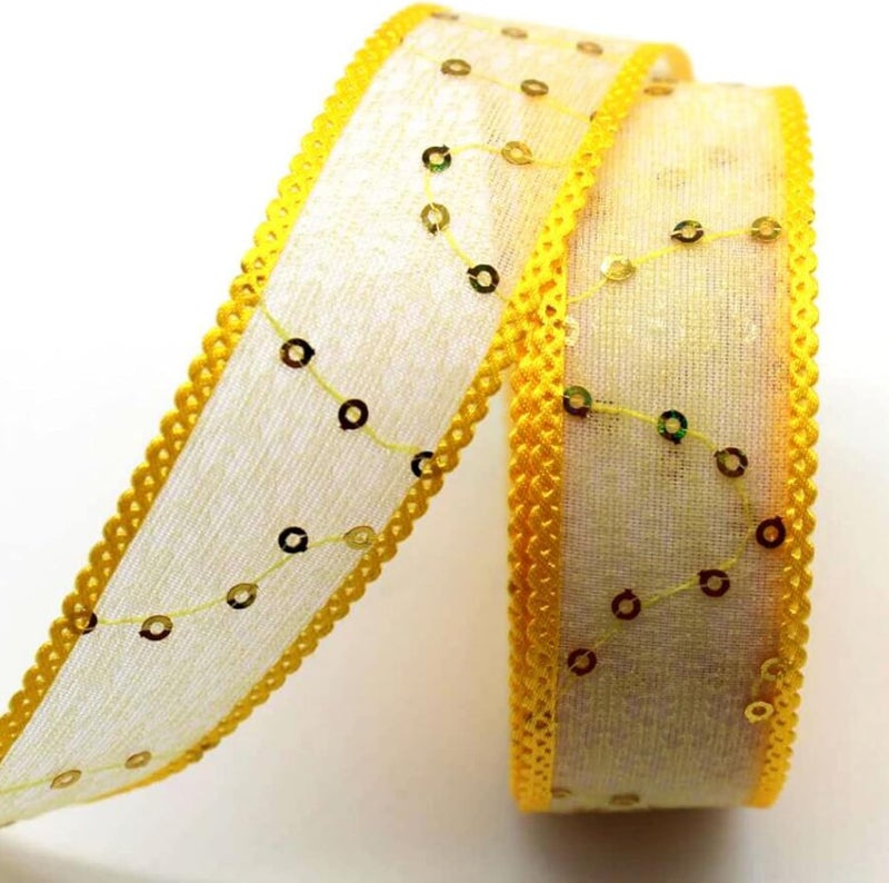 Lace Ribbon, Sequined Lace Trims,10 Yards/20 Yards Shiny Decorative Gauze Ribbon for Bow Making,Gift Wrapping - Image 1