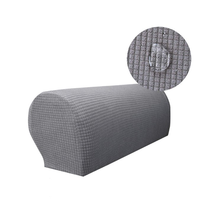 HIGH STRETCH POLYESTER SOFA ARMCHAIR ARMREST COVERS SLIPCOVERS WATERPROOF FURNITURE PROTECTOR SPANDEX FABRIC ANTISTAIN WASHABLE COUCH ARM COVER SLIPCOVER SET OF 2 LIGHT GRAY