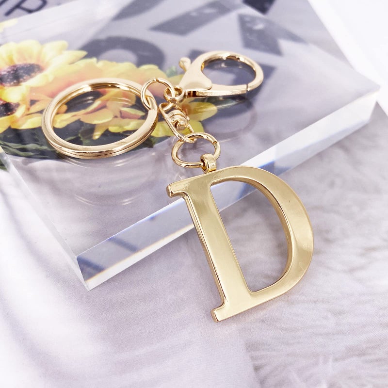 LAXPICOL Gold Keychain Letter D Keychains for Women Men Bag Charms Purse Charms For Handbags Metal Alphabet Initial Letter Key Ring Keychain - Image 2