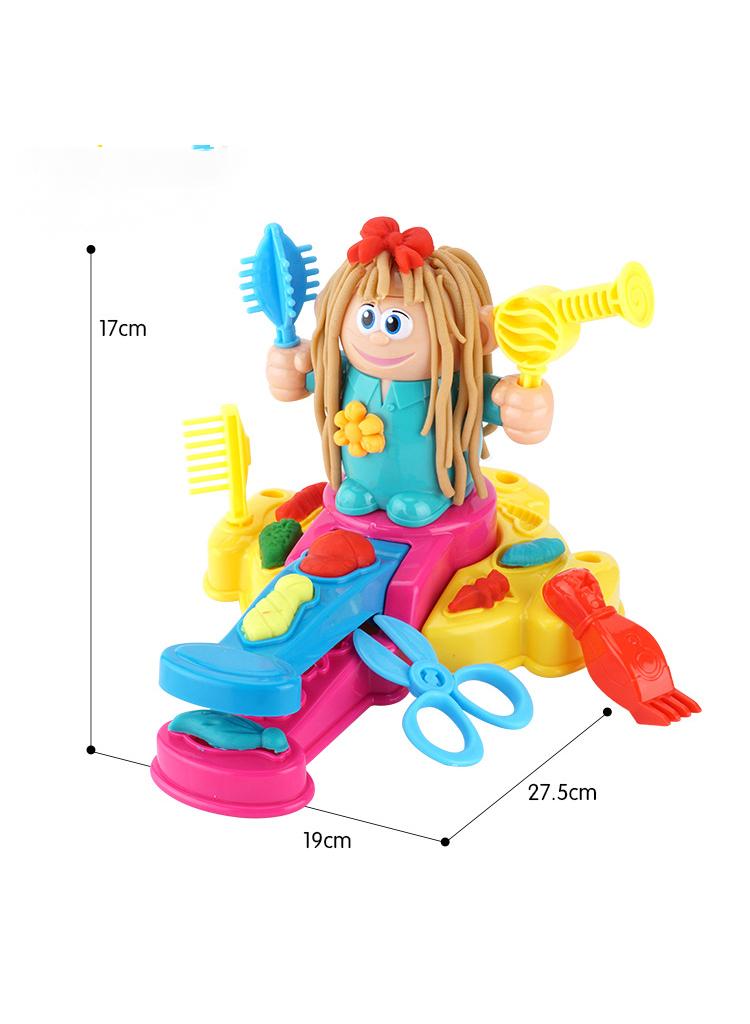 Children's Barber Color Mud Toy DIY Ice Cream Noodle Machine Plasticine Play Home Children's Color Mud Toy Hair Cutting Game - Image 3