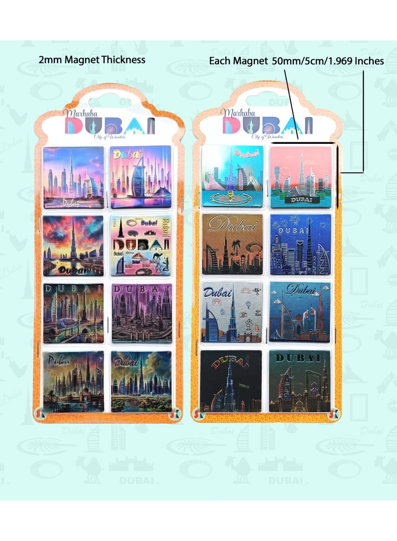 Souvenir Souq 16 pcs  Foil magnets featuring multiple patterns and vibrant Dubai Skylines —perfect as souvenirs, gifts, or home décor. - Image 2
