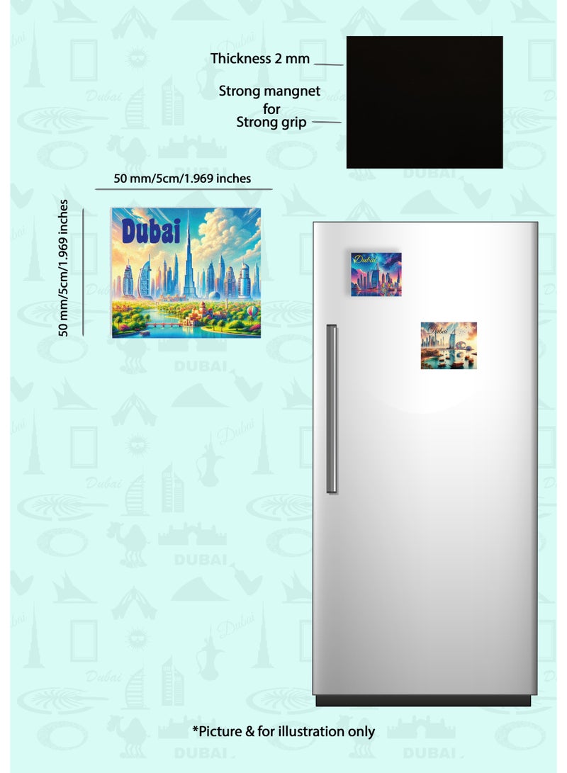 Souvenir Souq 16 pcs  Foil magnets featuring multiple patterns and vibrant Dubai Skylines —perfect as souvenirs, gifts, or home décor. - Image 3