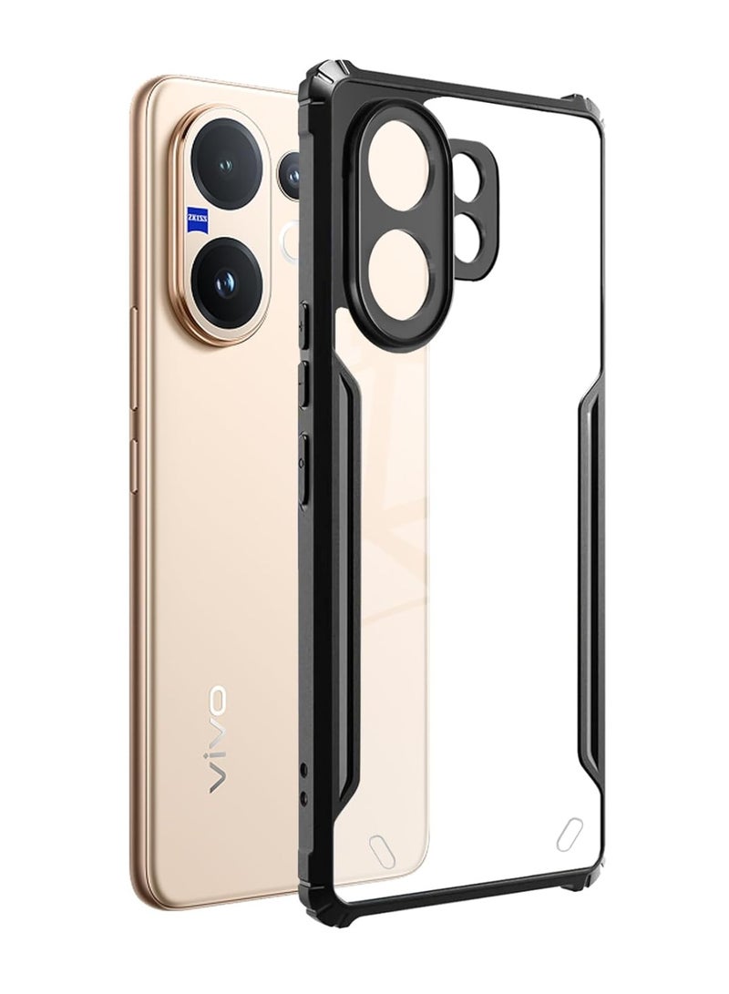 جراب شفاف صلب من البولي كربونات لهاتف Vivo V60 مع إطار أسود مقاوم للصدمات من مادة TPU، جراب شفاف مقاوم للصدمات بزاوية 360 درجة غير قابل للاصفرار لهاتف Vivo V60 - Image 1