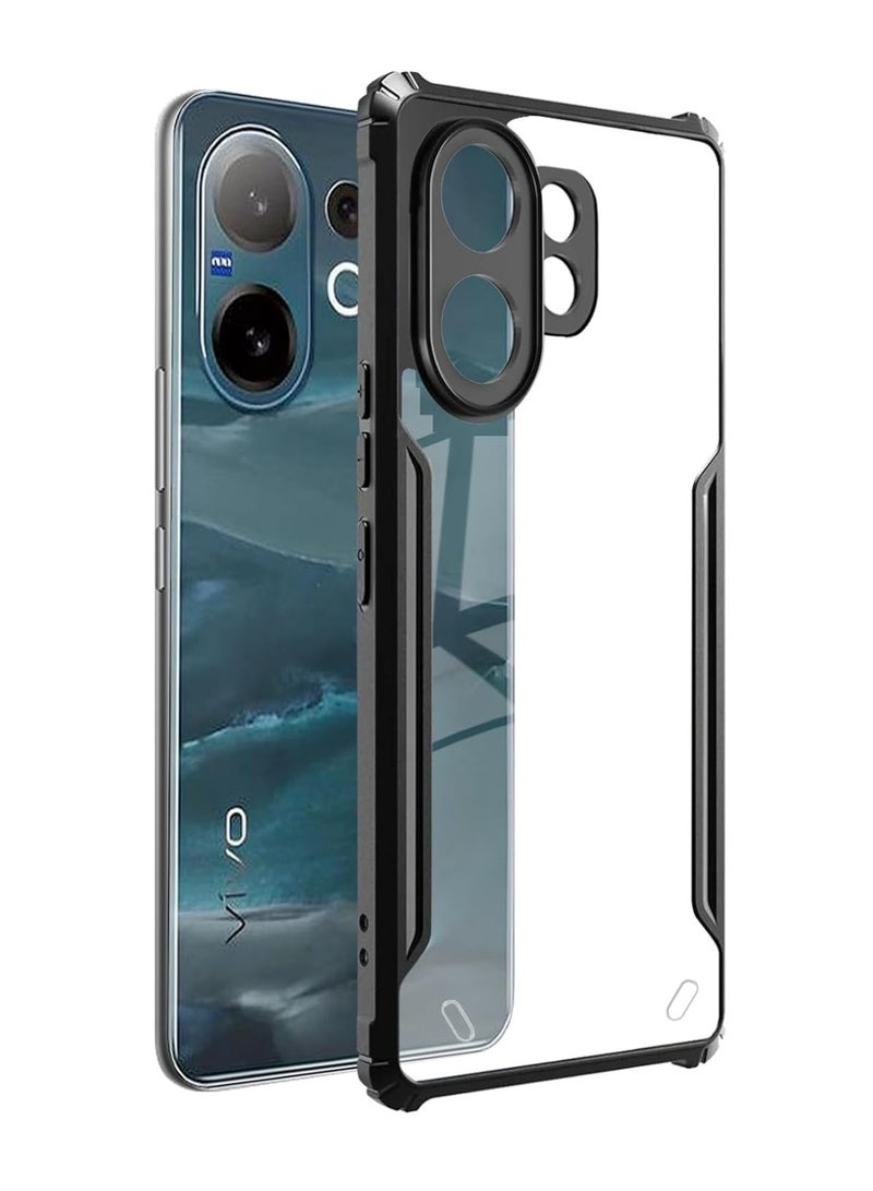 جراب شفاف صلب من البولي كربونات لهاتف Vivo V60 مع إطار أسود مقاوم للصدمات من مادة TPU، جراب شفاف مقاوم للصدمات بزاوية 360 درجة غير قابل للاصفرار لهاتف Vivo V60 - Image 5