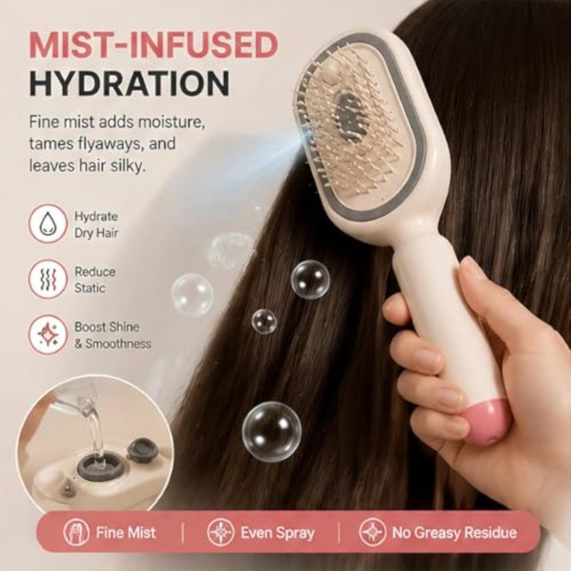 Upgraded Electric Spray Air Cushion Massage Comb, Anti-Static Electric Steam Brush for Hair, Rechargeable Spray 5 in 1 Electric Scalp Massager for Reduce Frizz, Nourishes Hairs, Anti-Static - Image 3