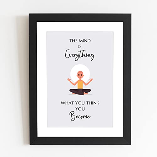 Craftolive Monk Illustration Law of Attraction Affirmation Quote Poster with Frame for Wall Decor, Room Decor, Home Decor, Framed Poster, Wall Frame, Gift - Image 1