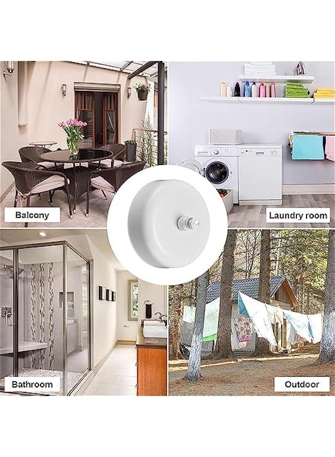 RYNX 28m Stainless Steel Retrable ClotheslinePortable Duty Indoor and Outdoor Washing Line with Wall MountEasy Installation Telescopic Invisible Balcony Clothes Line for Hotel BathroomWhite - Image 5
