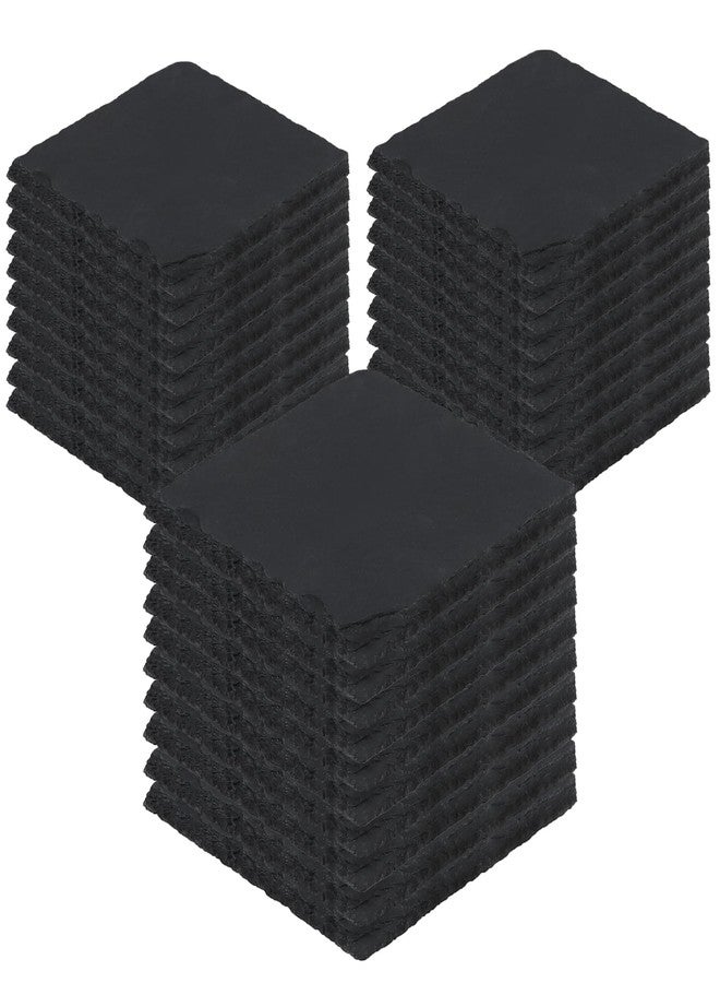 MOUYAT 30 Pack 4x4 Inch Black Slate Plates, Square Slate Cheese Board with Natural Edge, Natural Stone Plates Cutting Board Charcuterie Boards for Cheese, Sushi, Meat, Appetizers - Image 1