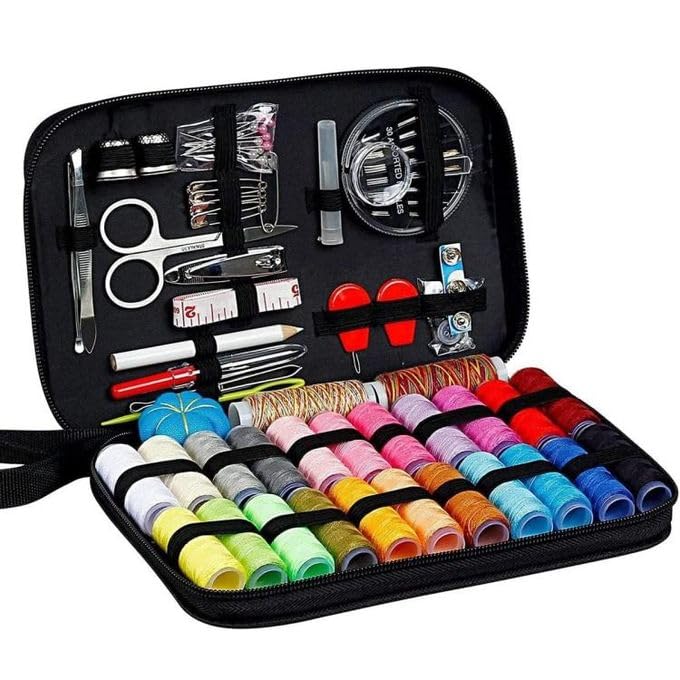 STOFFIER GARTEN 98 PCS Portable Sewing Kit Sewing Kit Box with 24 Pcs Thread Spools Scissors Thread Needles Tape Measure Sewing Supplies for Adults Beginners Emergency Travel