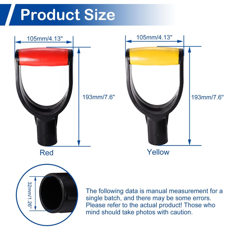 MroMax Shovel D Grip Handle, 1-1/4" Inner Diameter 32mm PVC Spade Snow Shovel Replacement Handle Garden Accessories for Digging Raking Tool Red-Black - Image 3