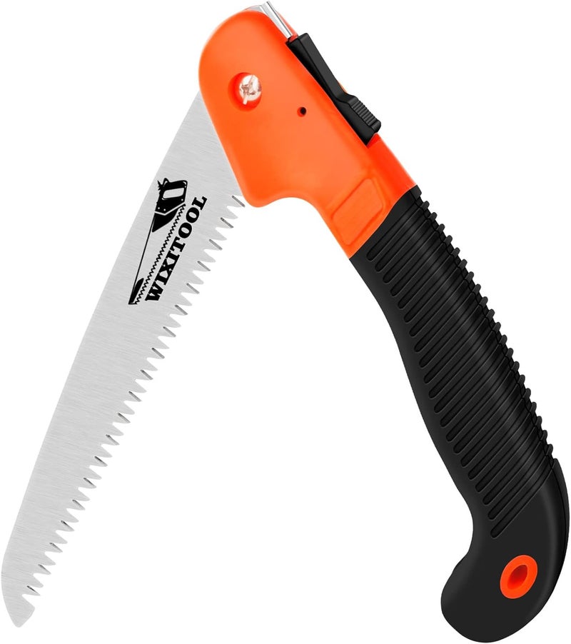 WixiTool Folding Pruning Saw, Hand Held Design Jab Saw for Trimming Gardening Camping Hiking PVC Bone Cutting Wood, Portable Survival Foldable Saw with Rugged Blade(7") Ergonomic Non-Slip Handle Security Lock - Image 1