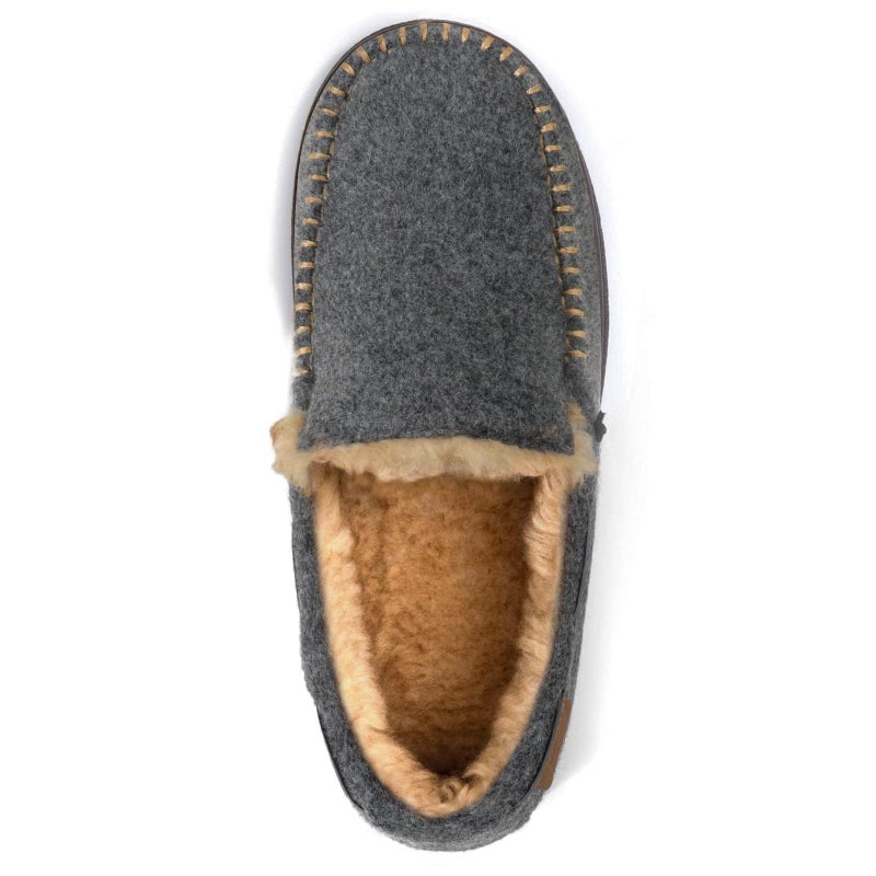 Zigzagger Men's Moccasin Slippers Memory Foam House Shoes, Indoor and Outdoor Warm Loafer Slippers, Felt Grey, 13 M US - Image 2