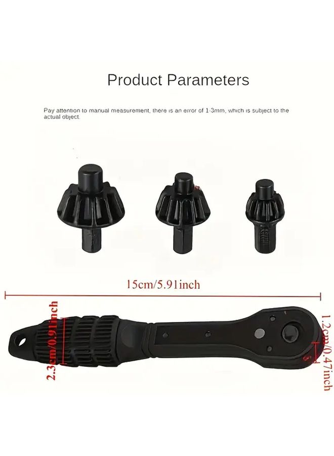 Upgraded Second Generation Iron Drill Bit Wrench with Replaceable Head Key 3 Speed Quick Ratchet Forward Reverse Rotation and Non Slip Handle for Secure Grip Industrial Grade Ergonomic Tool Suitable for Professional Mechanics and DIY Projects Precision Machining Socket Adapter Adjustable Drill Chuck Wrench Set - Image 2
