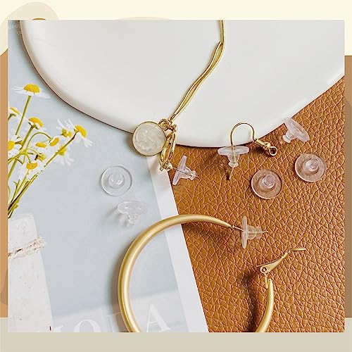 KASBEE Earring Backs, Silicone Earring Backings, Clear Rubber Earring Safety Back Stoppers, Soft Clutch Ear Locking with Pad (Pack of 100) - Image 3