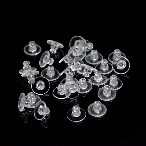 KASBEE Earring Backs, Silicone Earring Backings, Clear Rubber Earring Safety Back Stoppers, Soft Clutch Ear Locking with Pad (Pack of 100) - Image 2
