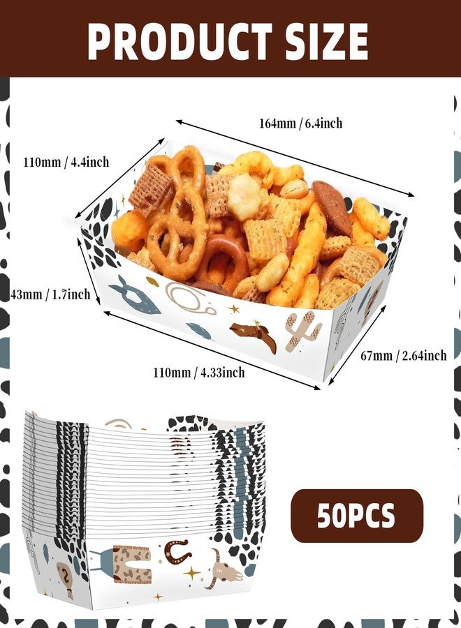 أطباق كيرينجو الغربية، عبوة من 50 طبقًا، وزن كل طبق 2 رطل، لا تحتاج إلى طي، صواني طعام بطابع رعاة البقر، زينة لحفلة عيد الميلاد الأول، قوارب طعام لحفلة عيد ميلادي الأول في الروديو - Image 2