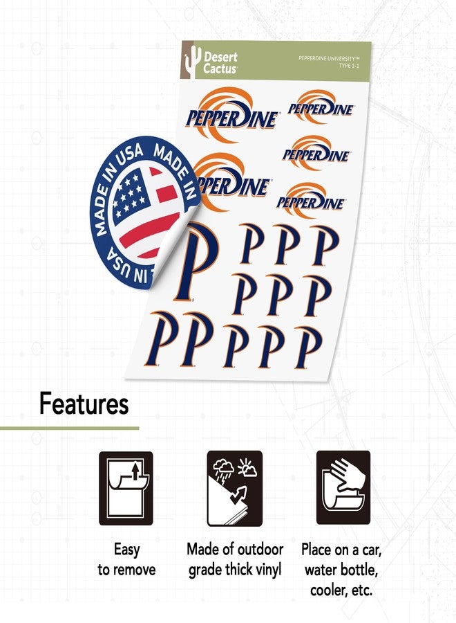Desert Cactus Pepperdine University Sticker Pepperdine Waves Vinyl Decal Laptop Water Bottle Car Scrapbook Sheet (Type 1-1) - Image 4