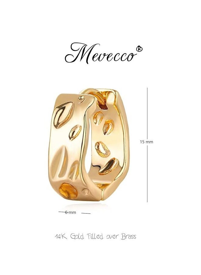 Mevecco - Women Huggie Earrings Gold Hoop 14K Gold Filled Small Simple Handmade Hypoallergenic Everyday Jewelry - Image 1