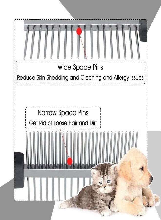 Agirav Double Sided Dog Grooming Comb with Soft Grip Handle, Reduces Shedding, Wide and Narrow Space Stainless Steel Pins for Detangling and Flea Removal - Image 3