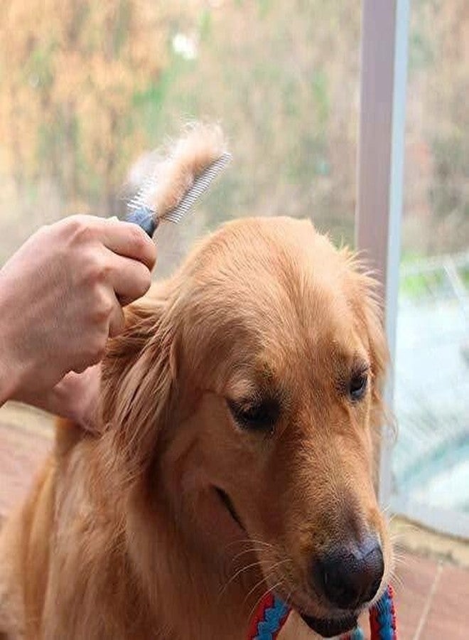 Agirav Double Sided Dog Grooming Comb with Soft Grip Handle, Reduces Shedding, Wide and Narrow Space Stainless Steel Pins for Detangling and Flea Removal - Image 5